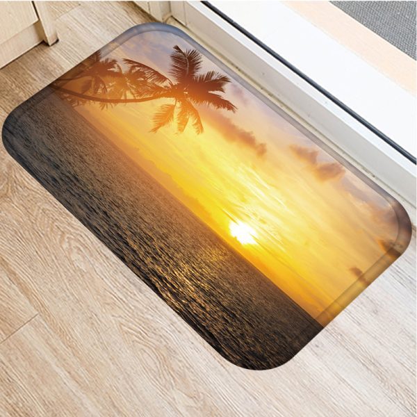 Beach sea decorated flannel bath mat