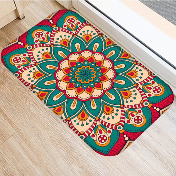 Round mandala pattern flannel bath mat