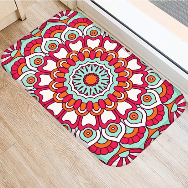 Round mandala pattern flannel bath mat