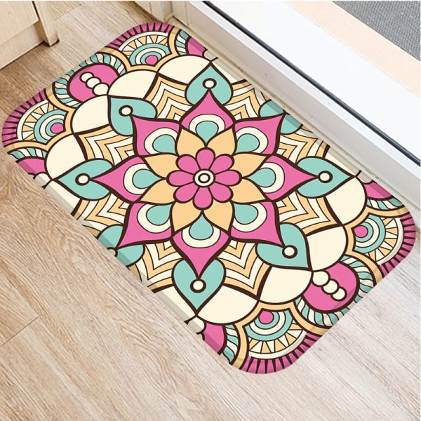 Round mandala pattern flannel bath mat