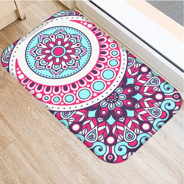 Round mandala pattern flannel bath mat