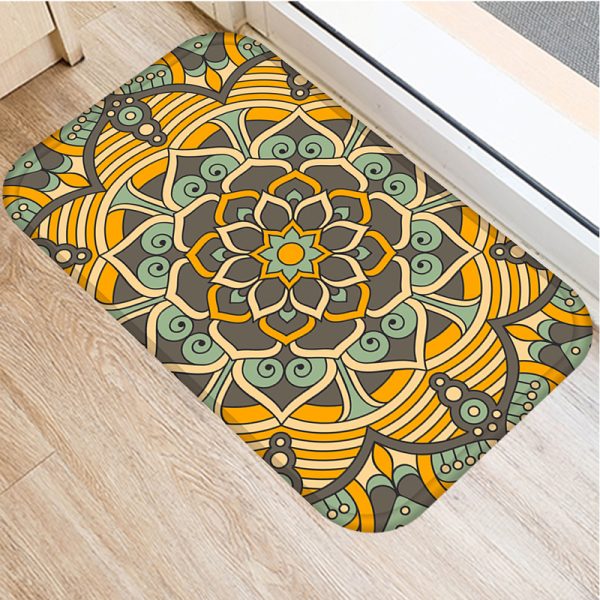 Round mandala pattern flannel bath mat