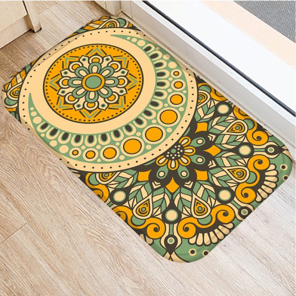 Round mandala pattern flannel bath mat