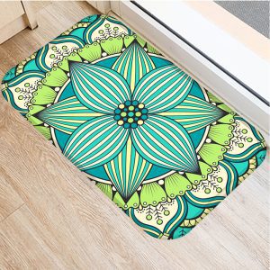 Round mandala pattern flannel bath mat