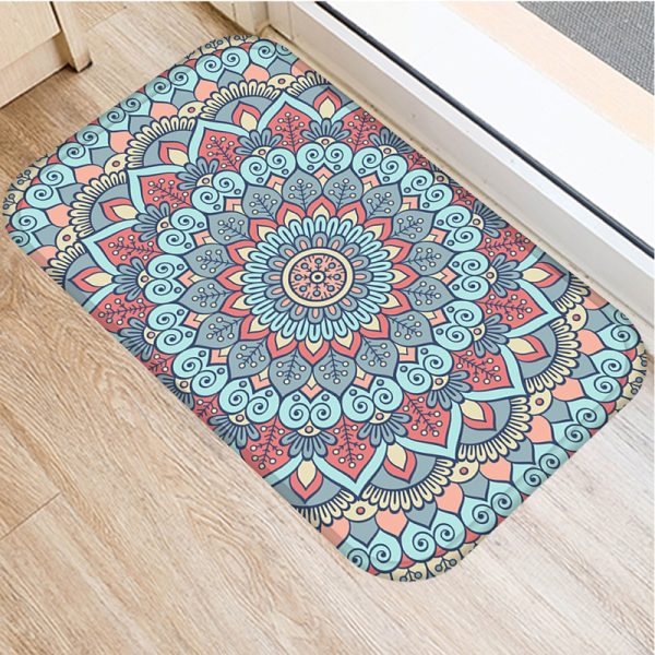 Round mandala pattern flannel bath mat