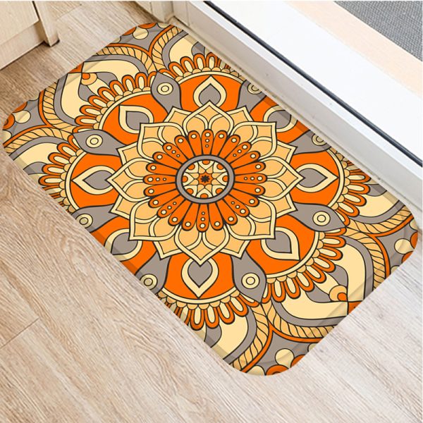 Round mandala pattern flannel bath mat