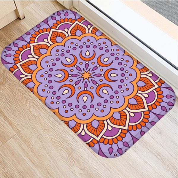 Round mandala pattern flannel bath mat