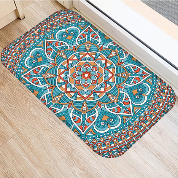 Round mandala pattern flannel bath mat