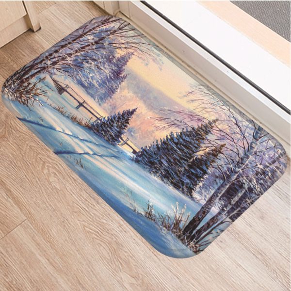 Romantic nature scenery oil painting tree pattern floor mat