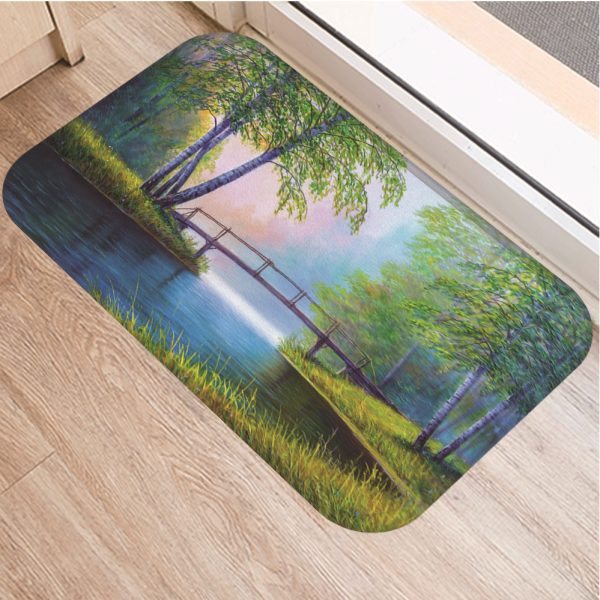 Romantic nature scenery oil painting tree pattern floor mat