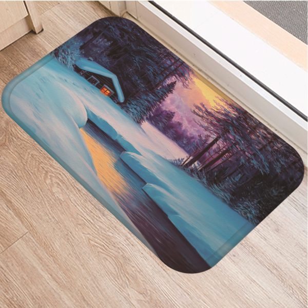 Romantic nature scenery oil painting tree pattern floor mat