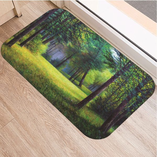 Romantic nature scenery oil painting tree pattern floor mat