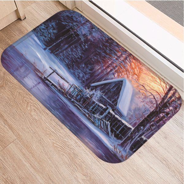 Romantic nature scenery oil painting tree pattern floor mat