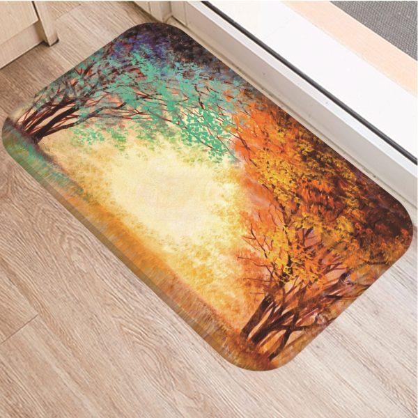 Romantic nature scenery oil painting tree pattern floor mat