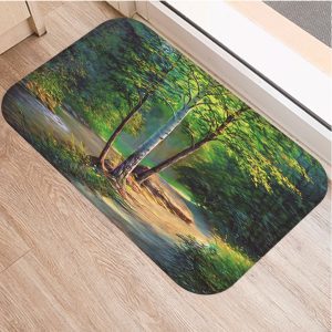 Romantic nature scenery oil painting tree pattern floor mat