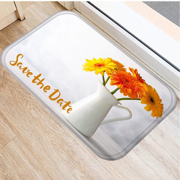 Floral pattern flannel non-slip floor mat