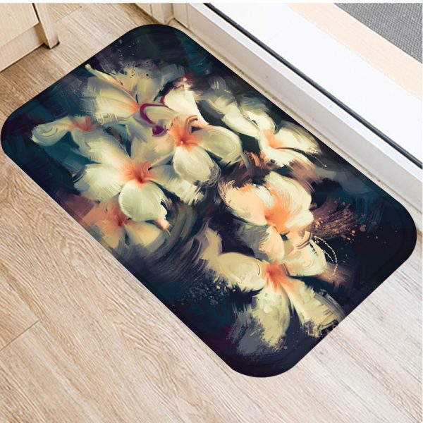 Floral pattern flannel non-slip floor mat