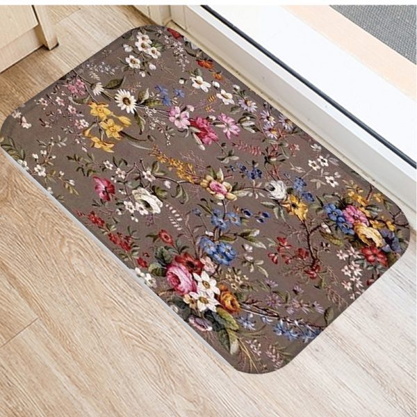 Various flower oil painting paattern flannel non-slip floor mat