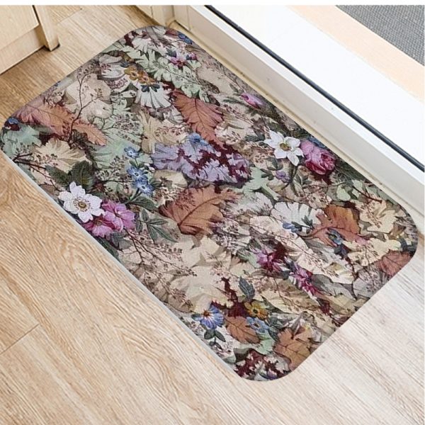 Various flower oil painting pattern flannel non-slip floor mat