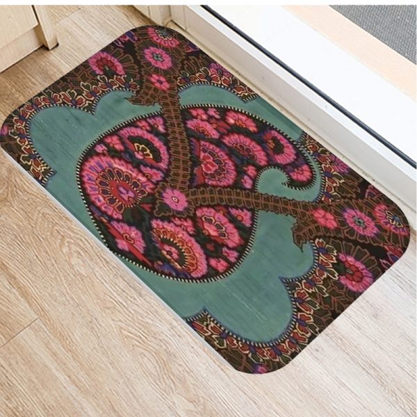 Various flower oil painting pattern flannel non-slip floor mat