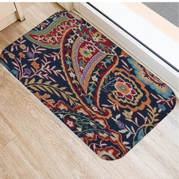 Various flower oil painting pattern flannel non-slip floor mat