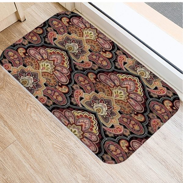 Various flower oil painting pattern flannel non-slip floor mat