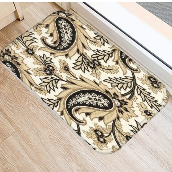 Various flower oil painting pattern flannel non-slip floor mat