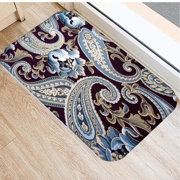 Various flower oil painting pattern flannel non-slip floor mat