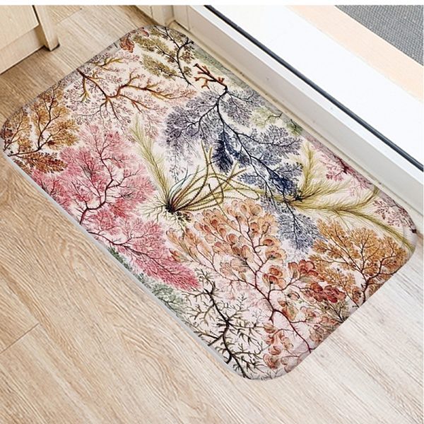 Various flower oil painting pattern flannel non-slip floor mat