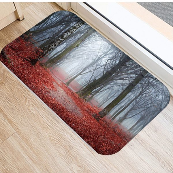 Romantic oil painting landscape pattern flannel non-slip floor mat