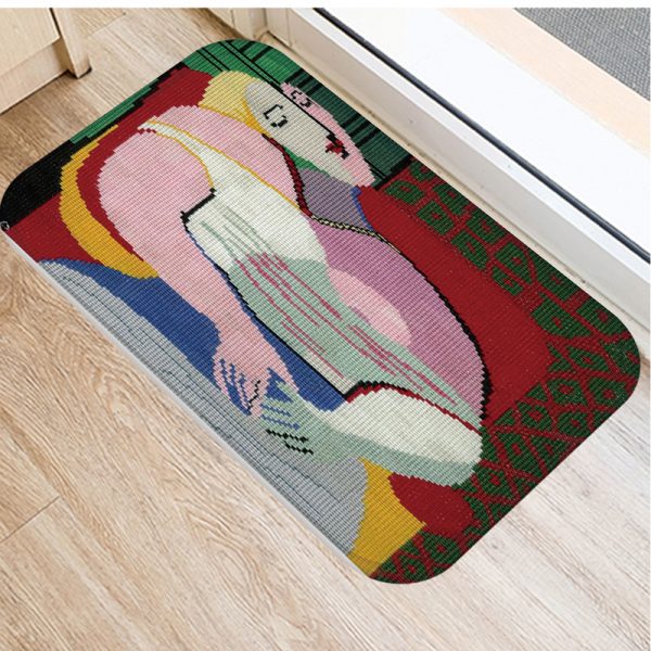 Romantic oil painting landscape pattern flannel non-slip floor mat