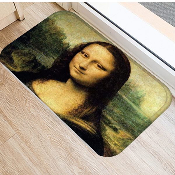 Romantic oil painting landscape pattern flannel non-slip floor mat