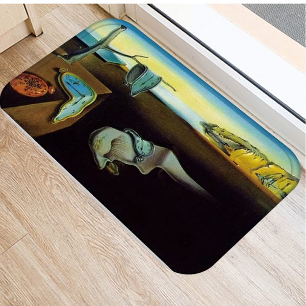 Romantic oil painting landscape pattern flannel non-slip floor mat