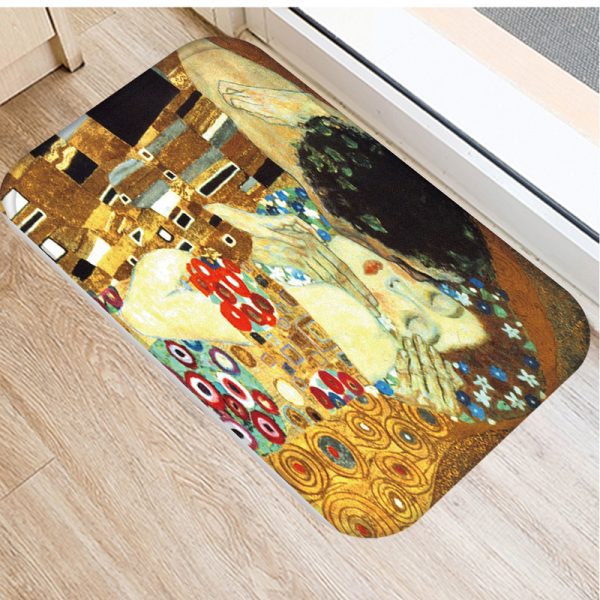 Romantic oil painting landscape pattern flannel non-slip floor mat