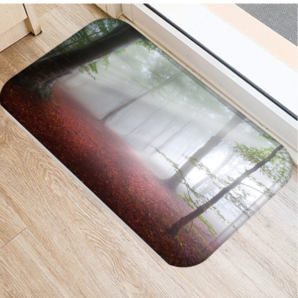 Romantic oil painting landscape pattern flannel non-slip floor mat