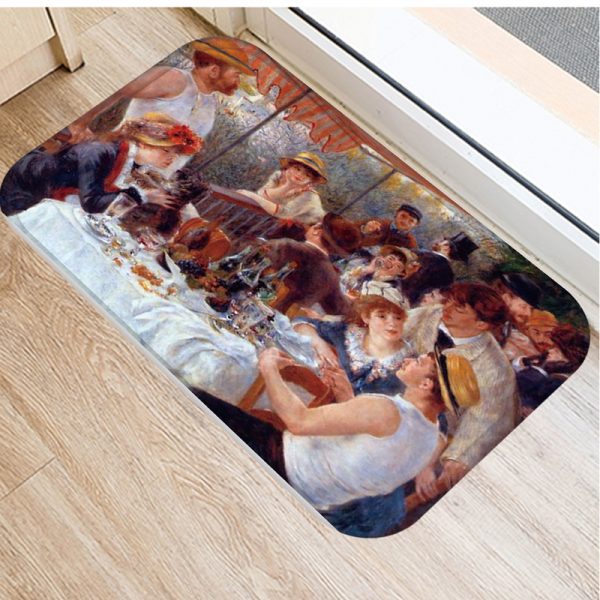 Romantic oil painting landscape pattern flannel non-slip floor mat