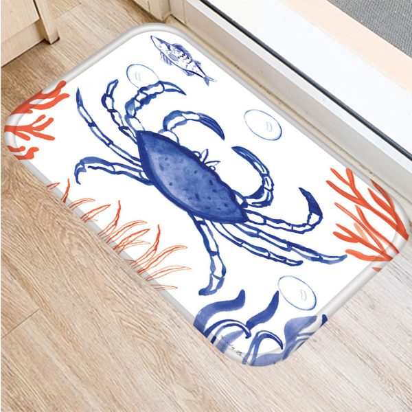 Vintage marine life, conch starfish pattern, non-slip floor mat