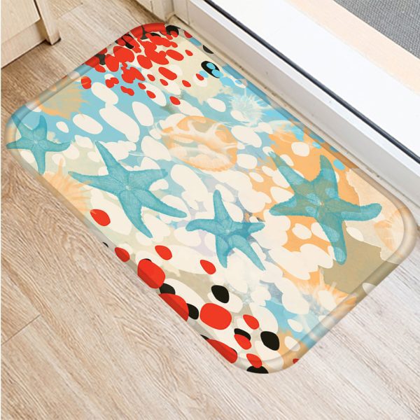 Vintage marine life, conch starfish pattern, non-slip floor mat