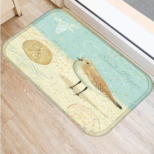 Vintage marine life, conch starfish pattern, non-slip floor mat