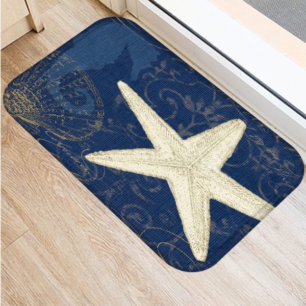 Vintage marine life, conch starfish pattern, non-slip floor mat