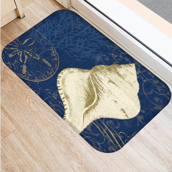 Vintage marine life, conch starfish pattern, non-slip floor mat