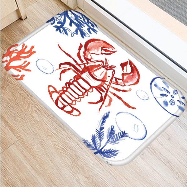 Vintage marine life, conch starfish pattern, non-slip floor mat