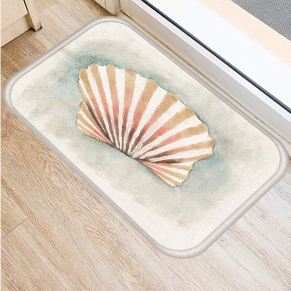 Vintage marine life, conch starfish pattern, non-slip floor mat