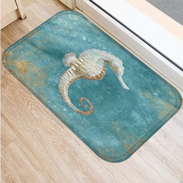 Vintage marine life, conch starfish pattern, non-slip floor mat