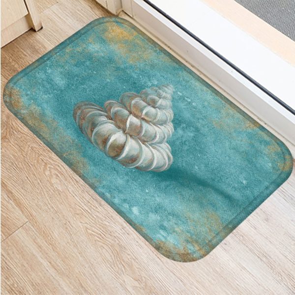 Vintage marine life, conch starfish pattern, non-slip floor mat