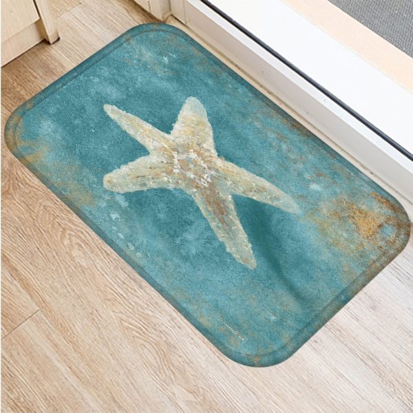 Vintage marine life, conch starfish pattern, non-slip floor mat