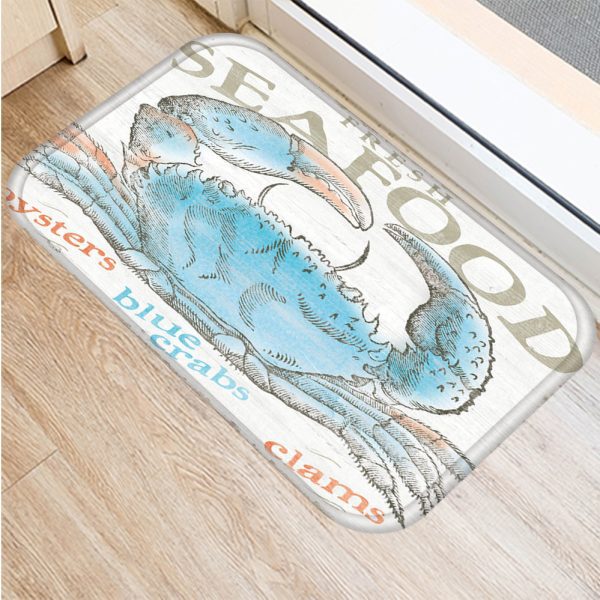 Vintage marine life, conch starfish pattern, non-slip floor mat