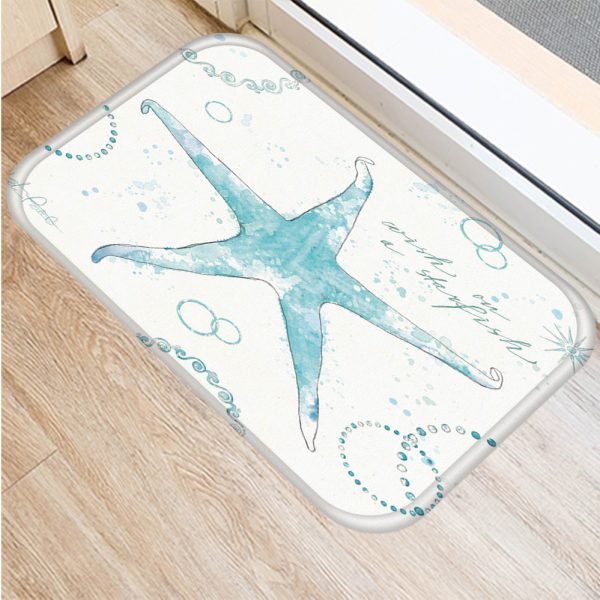 Vintage marine life, conch starfish pattern, non-slip floor mat