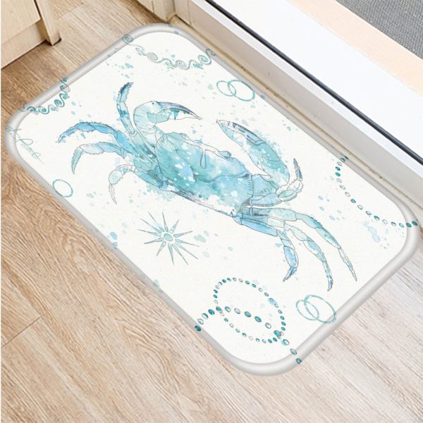 Vintage marine life, conch starfish pattern, non-slip floor mat