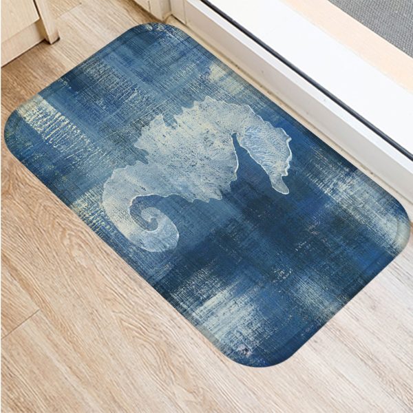 Vintage marine life, conch starfish pattern, non-slip floor mat